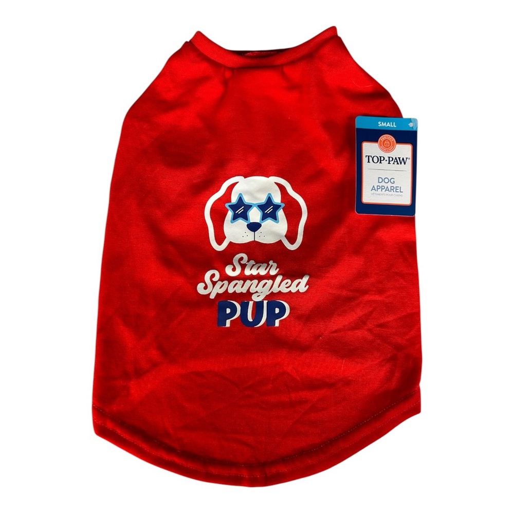 Top Paw Star Spangled Patriotic Pup Dog Tee S